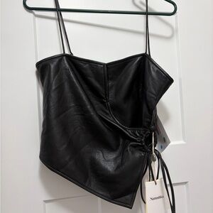 Nanushka Asymmetrical Black Camisole lambskin leather sz Md